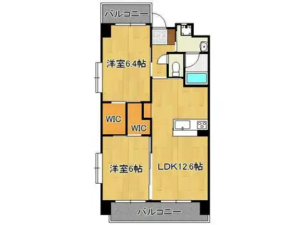 ハイネス槻田(2LDK/2階)の間取り写真