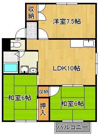 シャルム牧山(3LDK/1階)の間取り写真