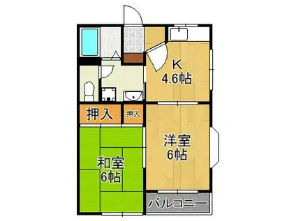 ボーヴィラージュⅡ(2K/2階)の間取り写真