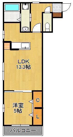 シャンテ・ベルジュ(1LDK/2階)の間取り写真