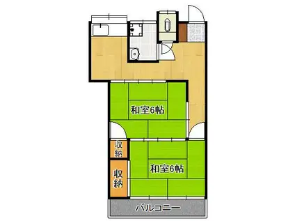 好喜荘(2K/2階)の間取り写真