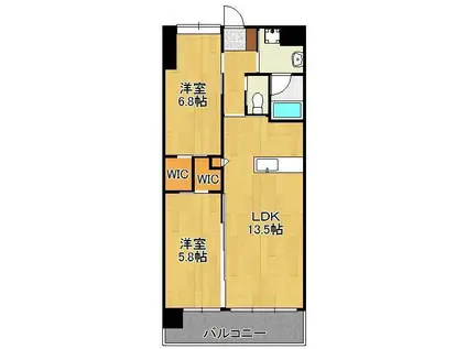 ウィングス八幡駅前(2LDK/8階)の間取り写真