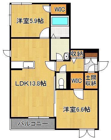 シャーメゾン尾倉(2LDK/1階)の間取り写真