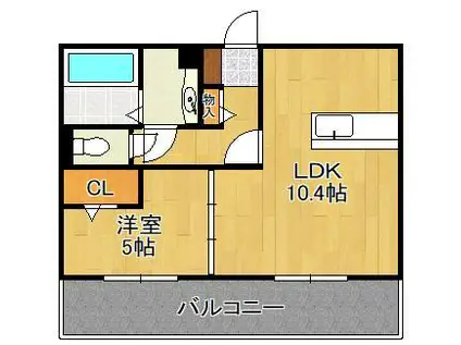 ソレイユひびきが丘(1LDK/1階)の間取り写真
