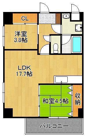 プランドール一枝(2LDK/3階)の間取り写真