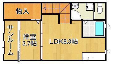 GRAZIE(1LDK/2階)の間取り写真
