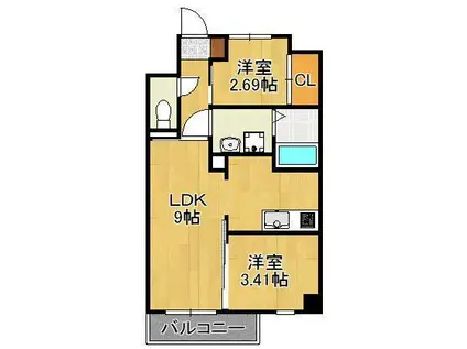 STUDIE TOBIHATA(2LDK/7階)の間取り写真