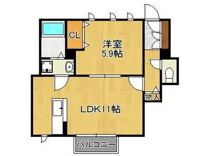 パルタージュ リアン(1LDK/1階)の間取り写真