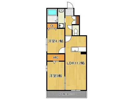 サンクレシア戸畑駅前Ⅱ(2LDK/2階)の間取り写真