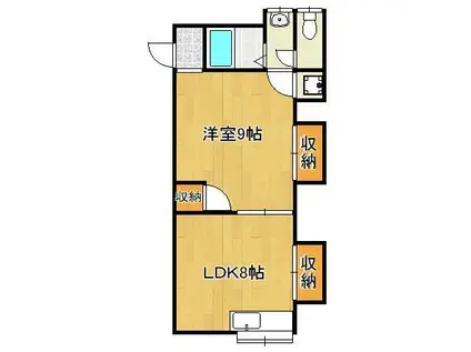 コンフォース皿倉2(1LDK/3階)の間取り写真