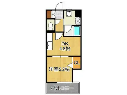 THE SQUARE PLATINUM RESIDENCE(1DK/11階)の間取り写真