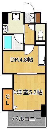 THE SQUARE PLATINUM RESIDENCE(1DK/9階)の間取り写真