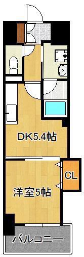 THE SQUARE PLATINUM RESIDENCE(1DK/9階)の間取り写真