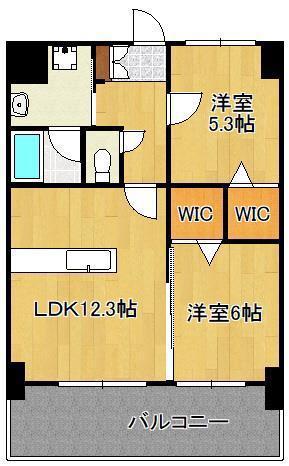 THE SQUARE PLATINUM RESIDENCE(2LDK/8階)の間取り写真