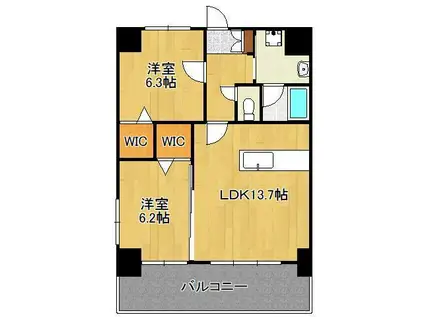 THE SQUARE PLATINUM RESIDENCE(2LDK/7階)の間取り写真