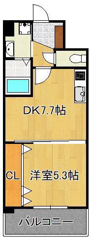 ルミエドール戸畑(1DK/3階)の間取り写真