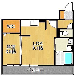 D-ROOM戸畑(1LDK/3階)の間取り写真