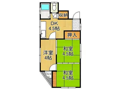 祇園1丁目アパート(3DK/2階)の間取り写真
