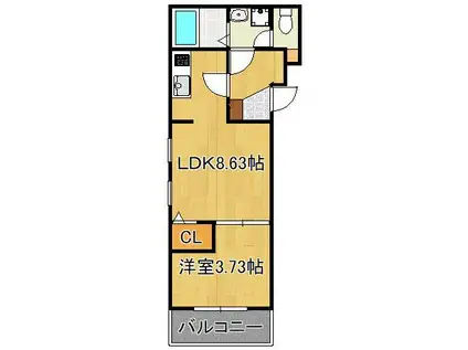 ココアス戸畑(1LDK/2階)の間取り写真