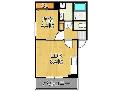 FELICE枝光(1LDK/1階)の間取り写真