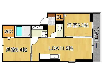 ルシオル鞘ヶ谷(2LDK/2階)の間取り写真