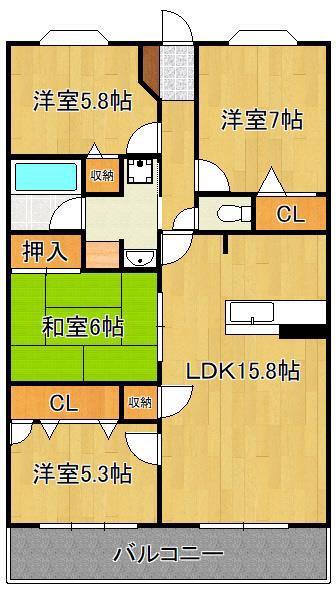 アールフォーレ春の町(4LDK/4階)の間取り写真