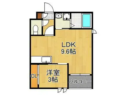 レガリスト戸畑(1LDK/1階)の間取り写真