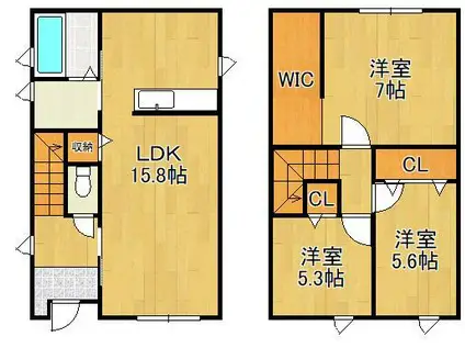 鹿児島本線 枝光駅 徒歩39分 2階建 築3年(3LDK)の間取り写真