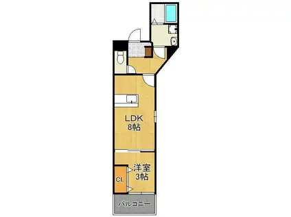 ヴィアンジュ中原東(1LDK/2階)の間取り写真