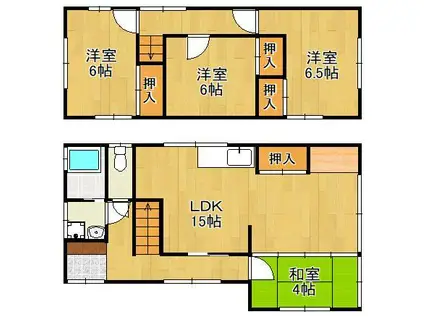 鹿児島本線 九州工大前駅 徒歩9分 2階建 築46年(4LDK)の間取り写真