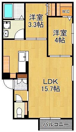 グランドライフ戸畑(2LDK/1階)の間取り写真