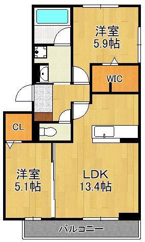 D-ROOM前田(2LDK/3階)の間取り写真