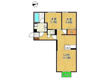 D-ROOM中原東(2LDK/1階)の間取り写真