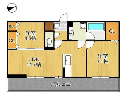 D-ROOM中原東(2LDK/2階)の間取り写真