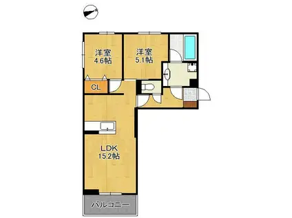 D-ROOM中原東(2LDK/3階)の間取り写真