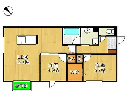 D-ROOM浅生(2LDK/1階)の間取り写真
