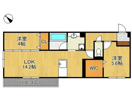 D-ROOM浅生(2LDK/3階)の間取り写真