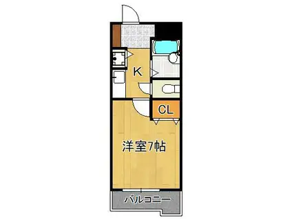 ライオンズマンション桃園公園(1K/9階)の間取り写真