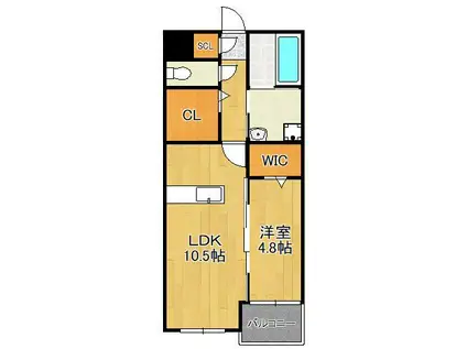 MON665(1LDK/3階)の間取り写真