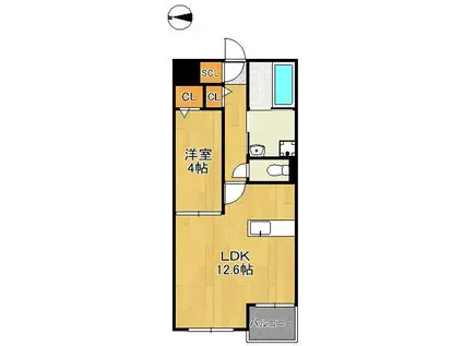 MON665(1LDK/2階)の間取り写真
