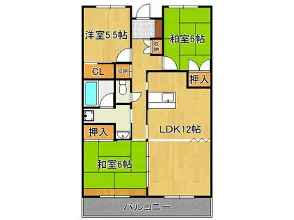 エクセレント中井(3LDK/9階)の間取り写真