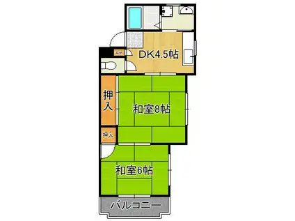 シャトレ緑ヶ丘(2K/4階)の間取り写真