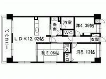 ラフィーネ到津学園通(3LDK/8階)の間取り写真