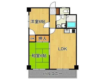 サンビレッヂ到津(2LDK/3階)の間取り写真