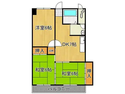 中村ビル(3DK/3階)の間取り写真