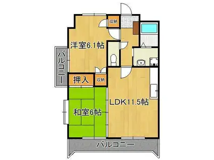 ルネッサンス宮ノ尾Ⅱ(2LDK/5階)の間取り写真