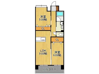 リード大手町(2LDK/10階)の間取り写真