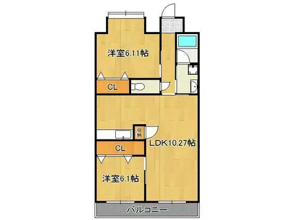 リード大手町(2LDK/13階)の間取り写真