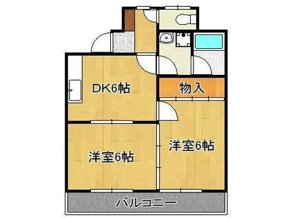 第二中央みささビル(2DK/6階)の間取り写真