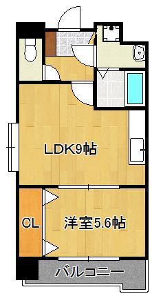 竪町センタービル(1LDK/3階)の間取り写真